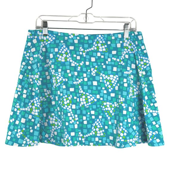 Ibkul Swing Skort Skirt Medium Mosaic Print Golf Multicolored Stretch SS-2148 - Picture 1 of 9